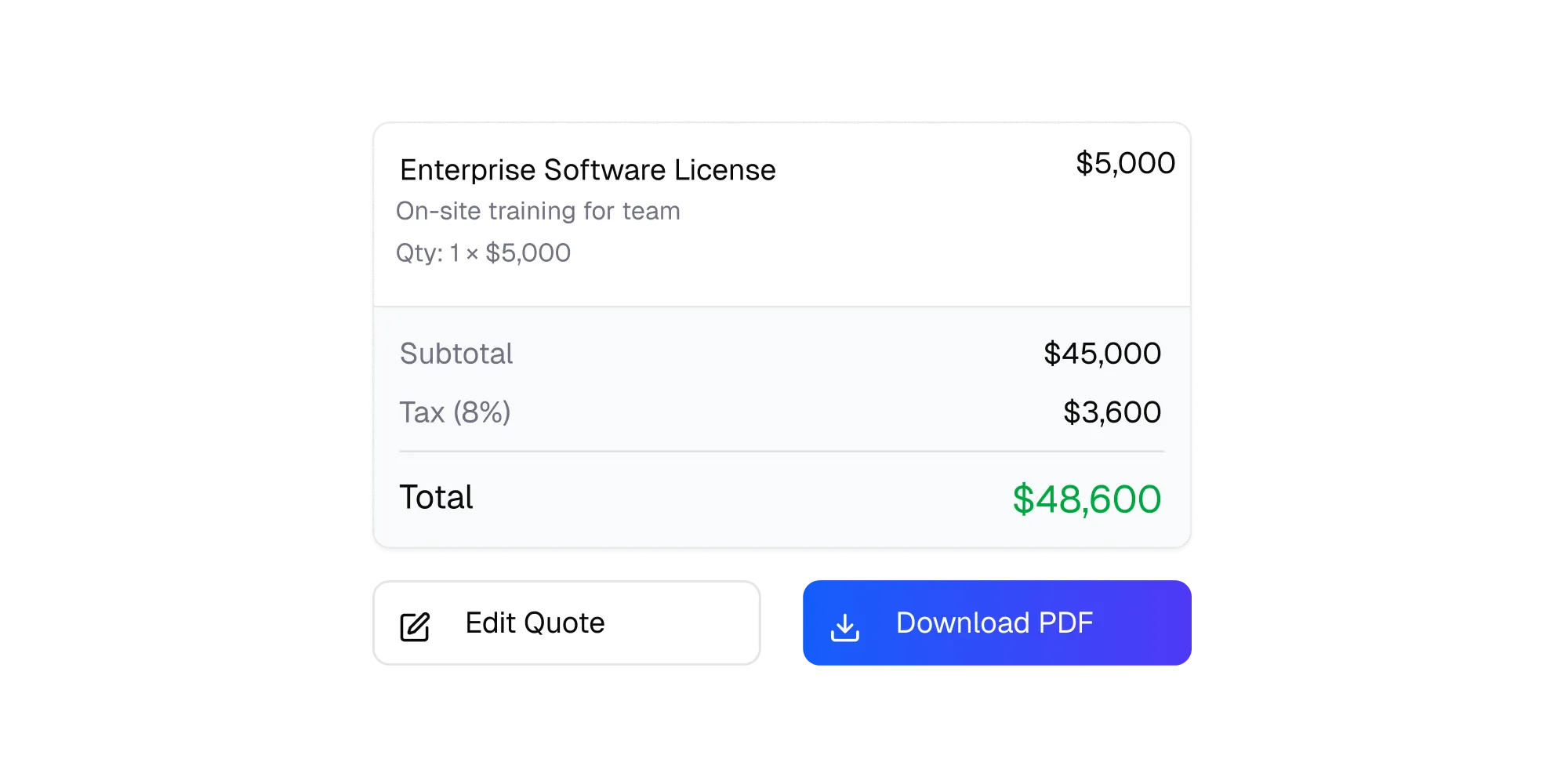 Mobile view of quotation and sales order details for field sales.